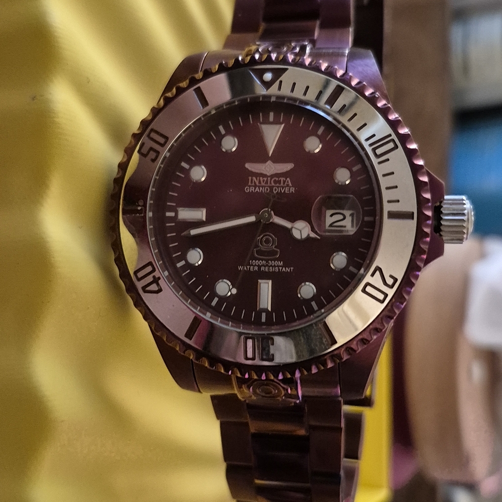 Invicta Grand Diver Purple and Silver Timepiece
